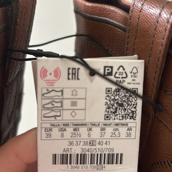 Zara embroidered leather square toe cowboy western boots sz.8 - Picture 14 of 14